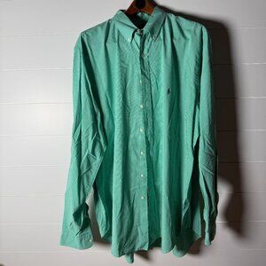 Ralph Lauren Long Sleeve Button Down Green & White Check Classic Fit Size 2XLT